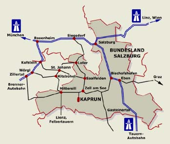Landkarte zur Anreise Salzburger Land